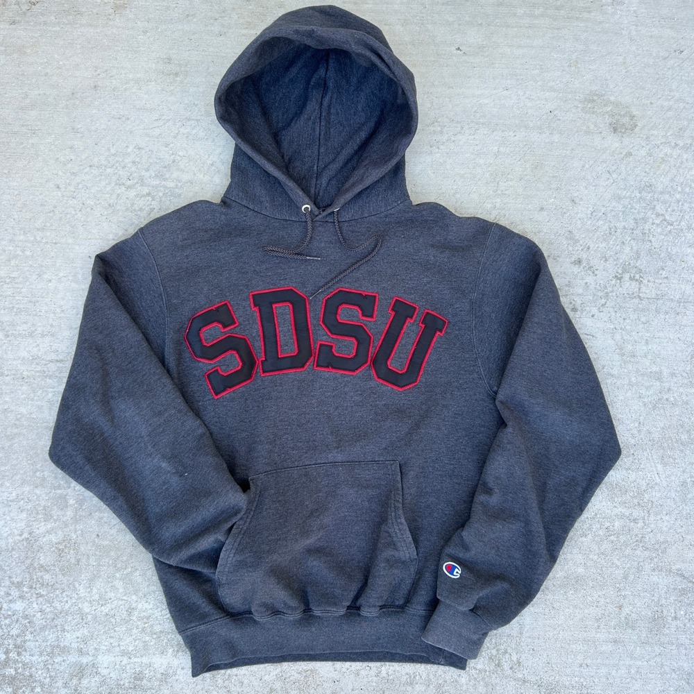 Champion SDSU Hoodie Small Gray San Diego State University Pullover Sweatshirt